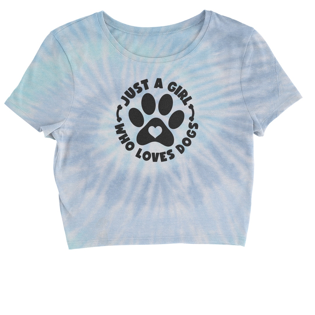 Dogs Just A Girl Who Loves DOGS graphic on Women's Boxy Crop T-Shirt alternate view 3