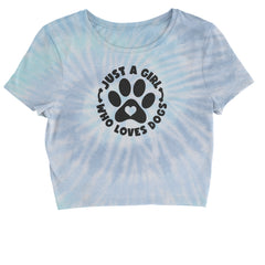 Dogs Just A Girl Who Loves DOGS graphic on Women's Boxy Crop T-Shirt alternate view 3