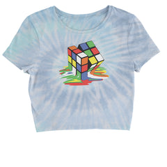 Melting Multi-Colored Cube Cropped T-Shirt gamer, gaming, nerd, shirt by Expression Tees