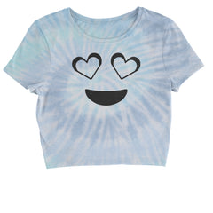 Emoticon Heart Eyes Smile Face graphic on Women's Boxy Crop T-Shirt alternate view 3