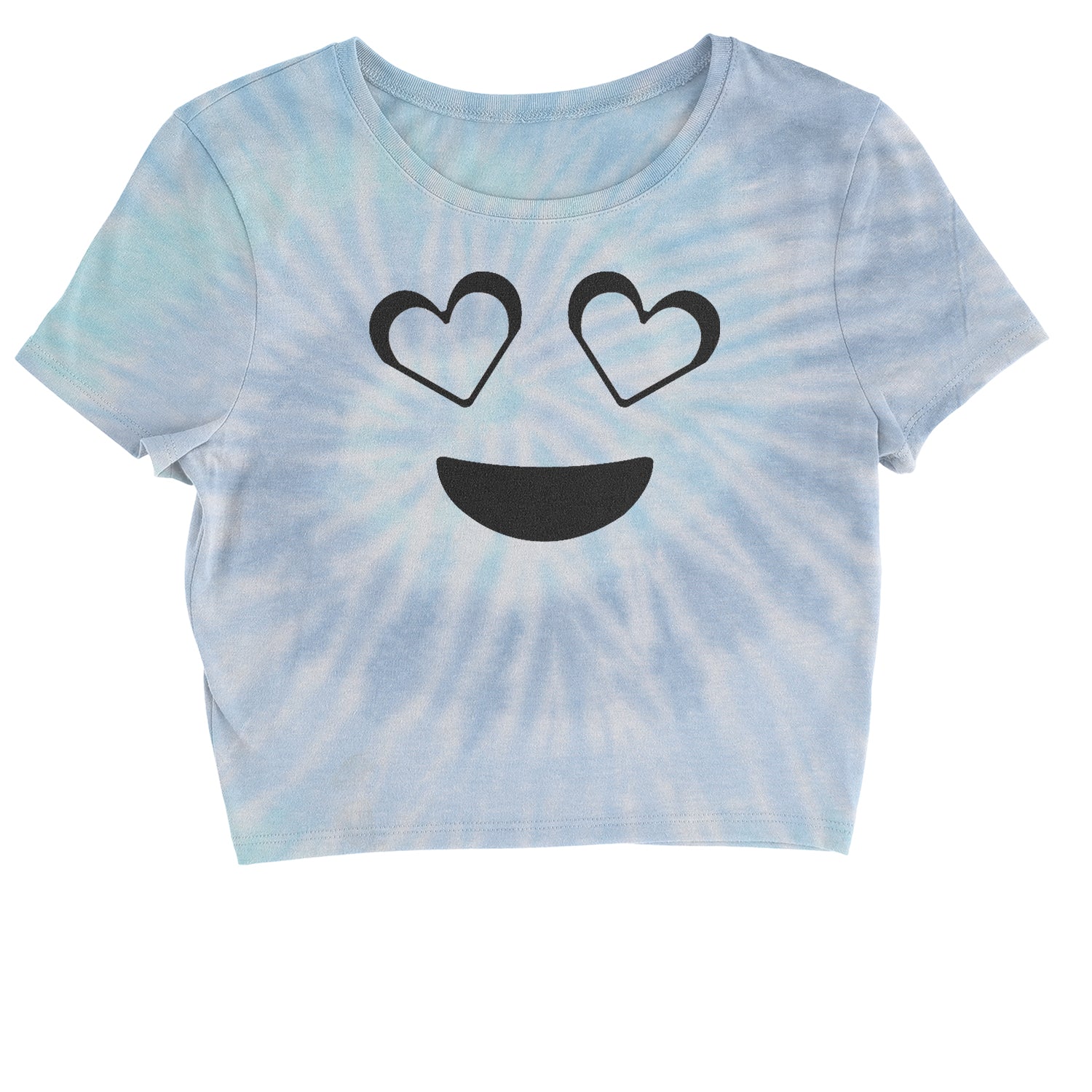 Emoticon Heart Eyes Smile Face Cropped T-Shirt cosplay, costume, dress, emoji, emote, face, halloween, Smile, up, yellow by Expression Tees