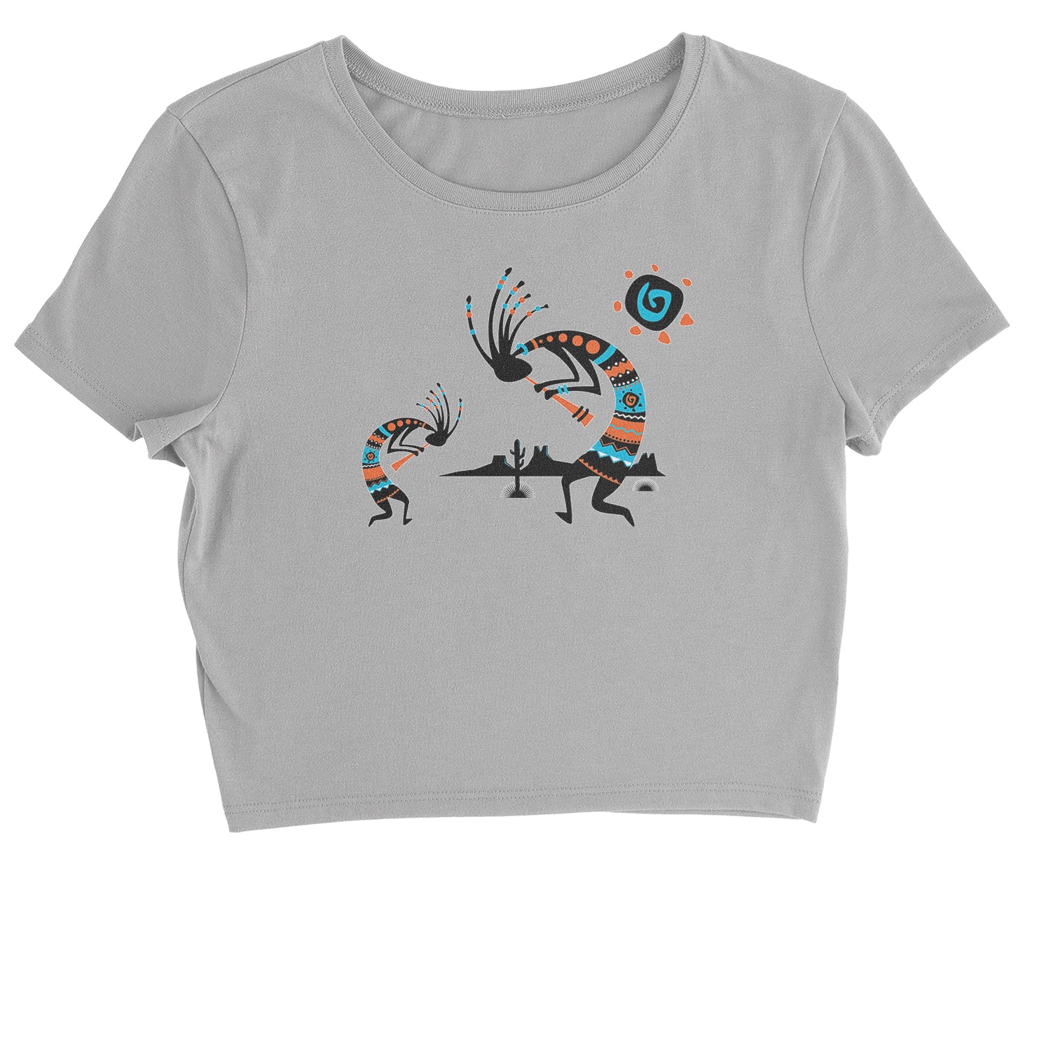 Native American Kokopelli Southwest Cropped T-Shirt american, hopi, indian, native, navajo by Expression Tees