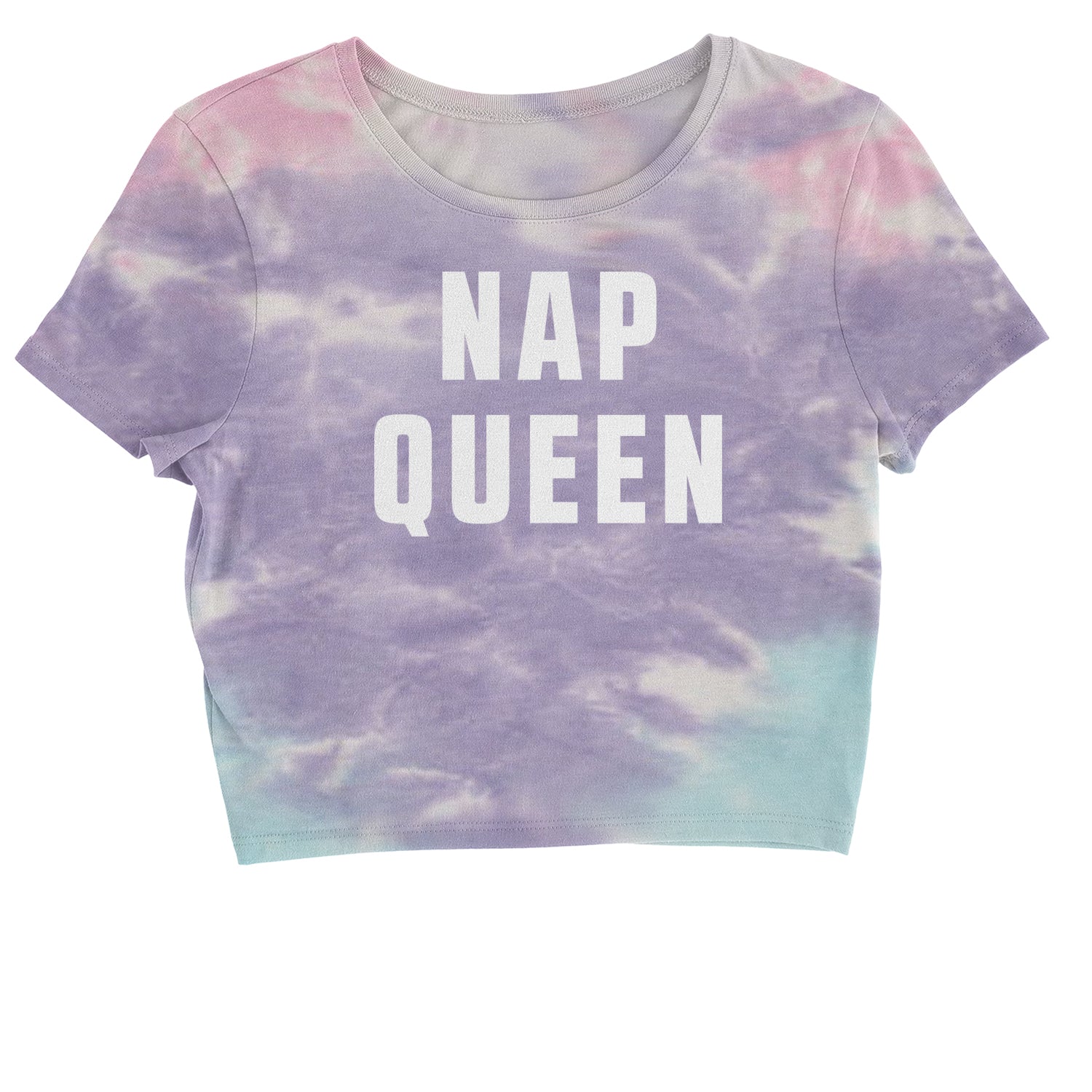 Nap Queen (White Print) Comfy Top For Lazy Days Cropped T-Shirt all, day, function, lazy, nap, pajamas, queen, siesta, sleep, tired, to, too by Expression Tees