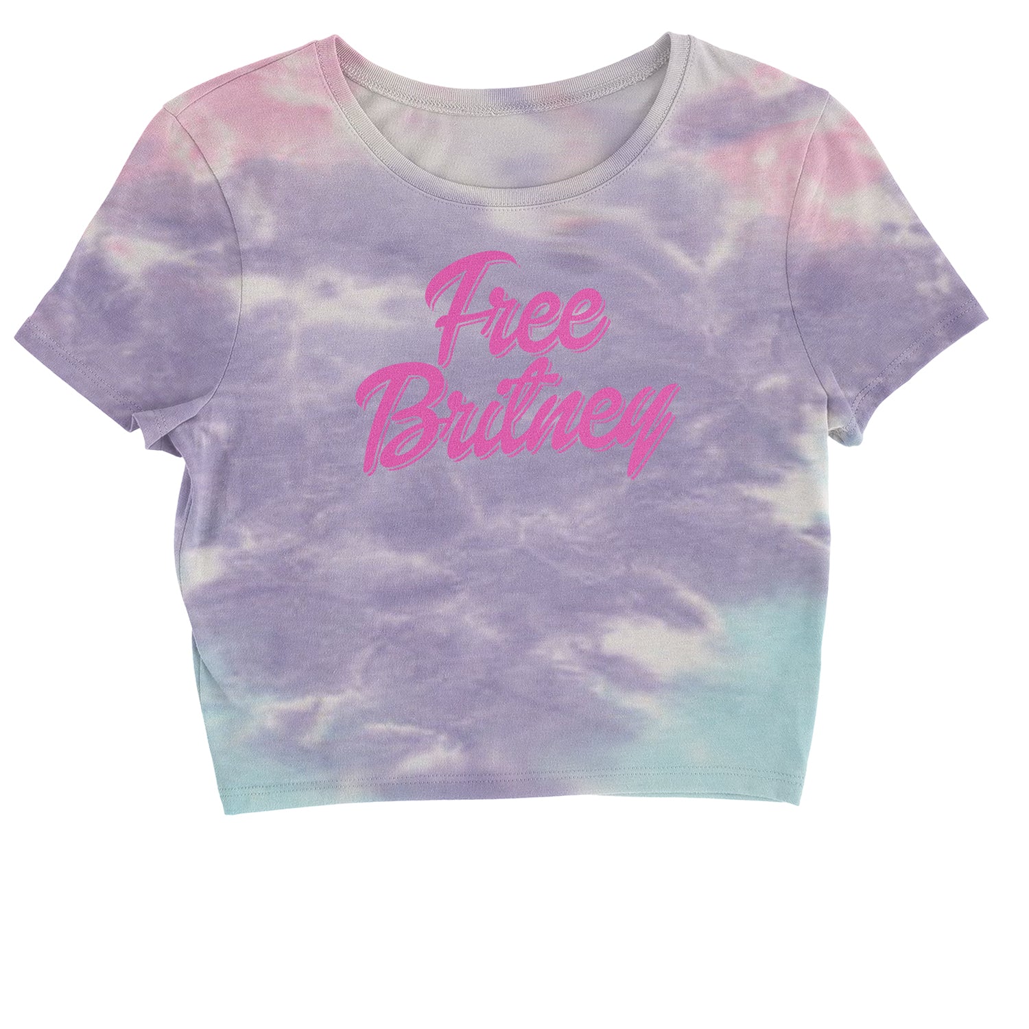 Pink Free Britney Cropped T-Shirt again, did, I, it, more, music, one, oops, pop, spears, time, toxic by Expression Tees
