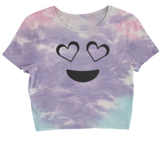 Emoticon Heart Eyes Smile Face graphic on Women's Boxy Crop T-Shirt alternate view 2