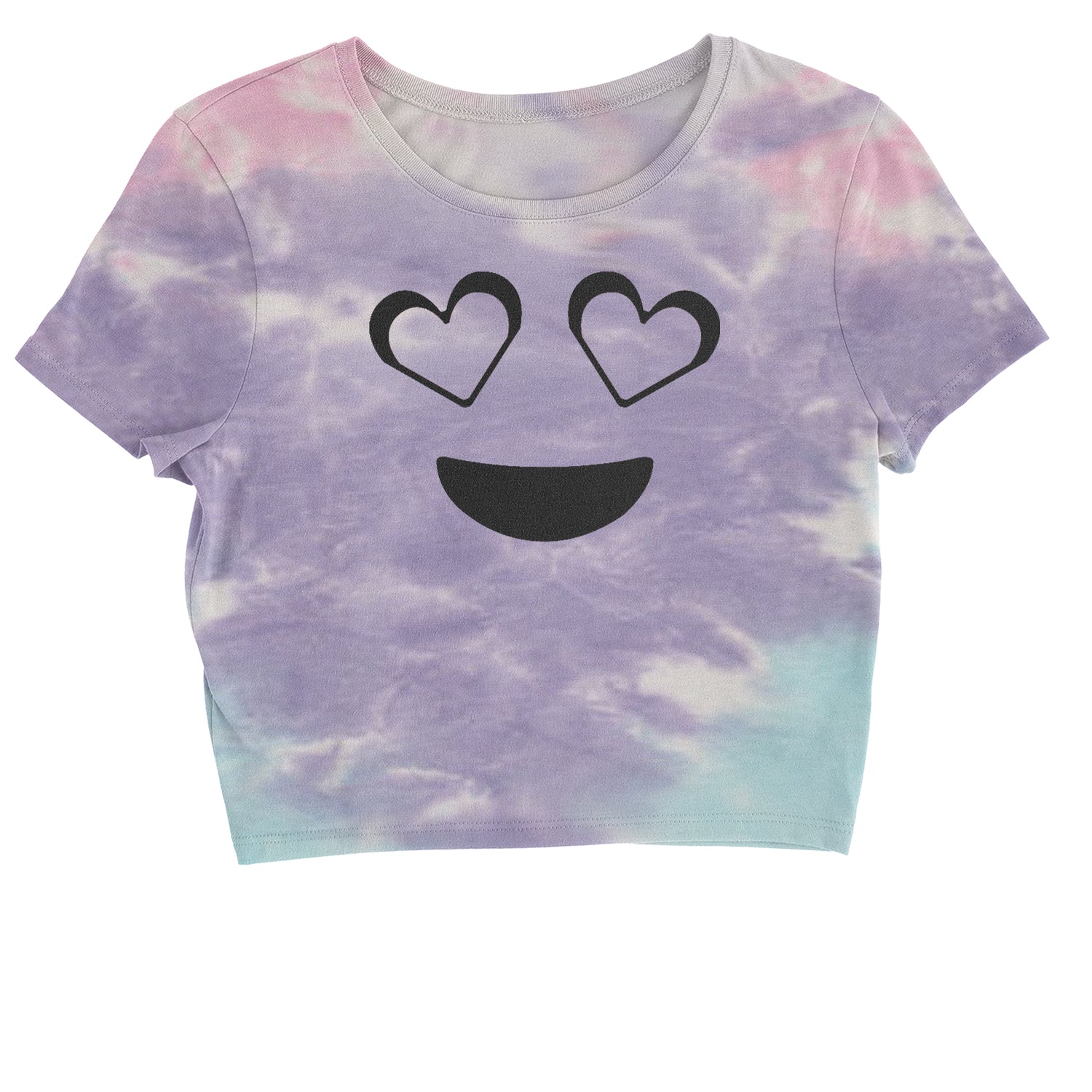 Emoticon Heart Eyes Smile Face Cropped T-Shirt cosplay, costume, dress, emoji, emote, face, halloween, Smile, up, yellow by Expression Tees