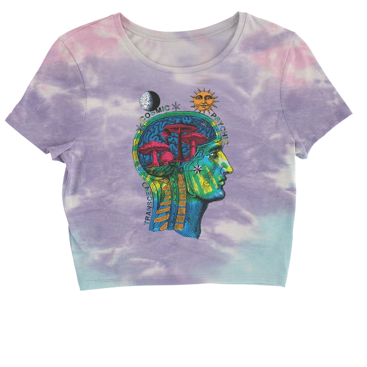Psychedelic Cosmic Mushroom Head Cropped T-Shirt magic, mushroom, shrooms by Expression Tees