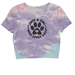 Dogs Just A Girl Who Loves DOGS graphic on Women's Boxy Crop T-Shirt alternate view 2