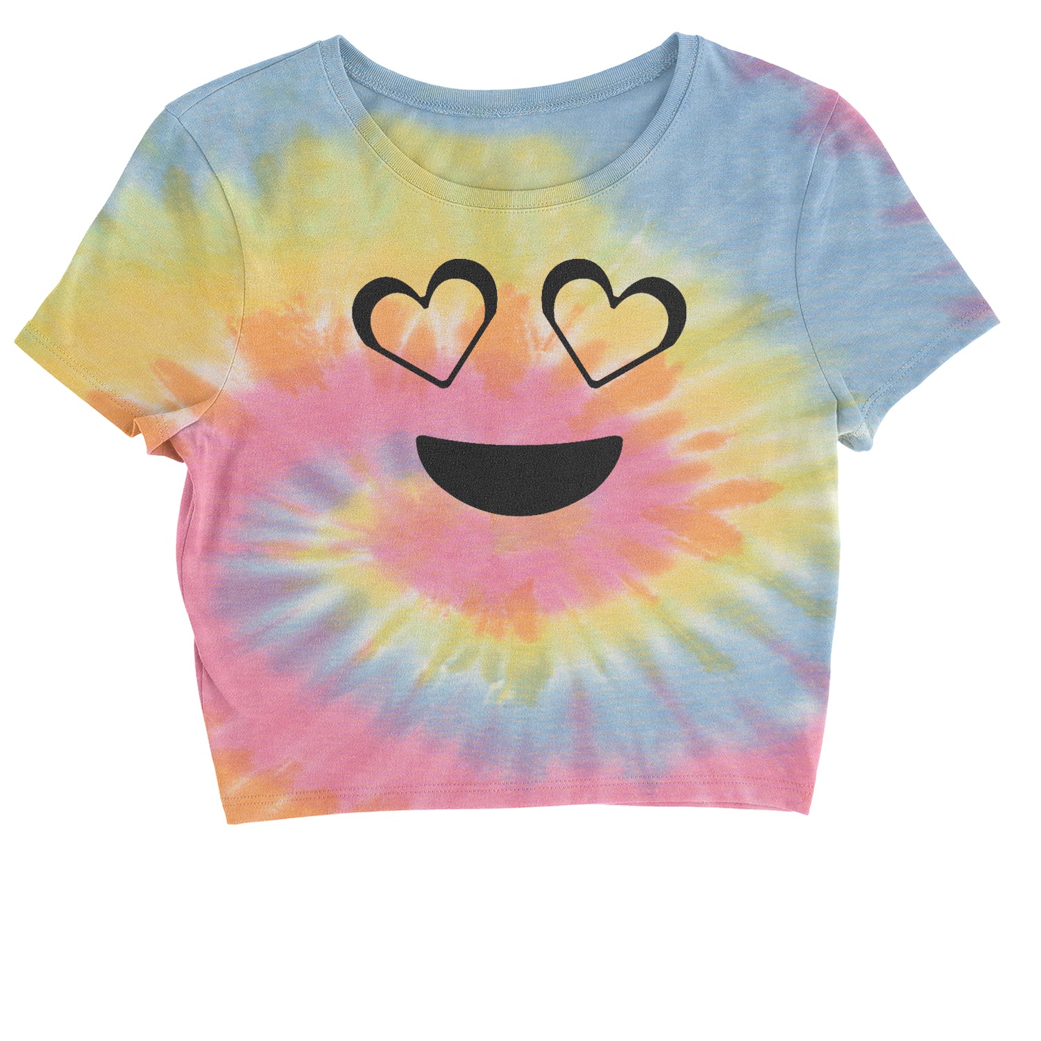 Emoticon Heart Eyes Smile Face Cropped T-Shirt cosplay, costume, dress, emoji, emote, face, halloween, Smile, up, yellow by Expression Tees