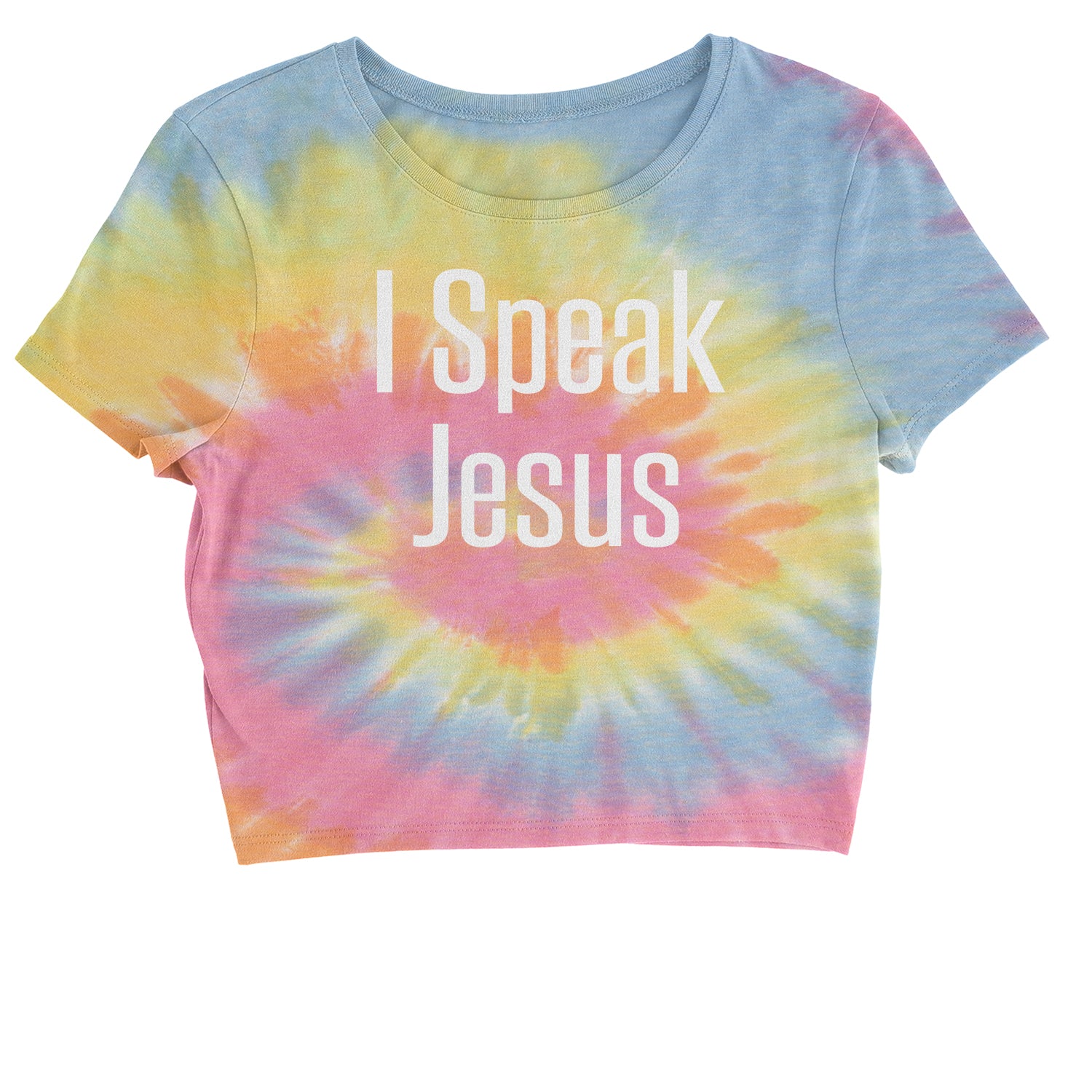 I Speak Jesus Cropped T-Shirt catholic, charity, christ, christian, christianity, city, concert, gayle, heaven, in, maverick, only, praise, scars, worship by Expression Tees