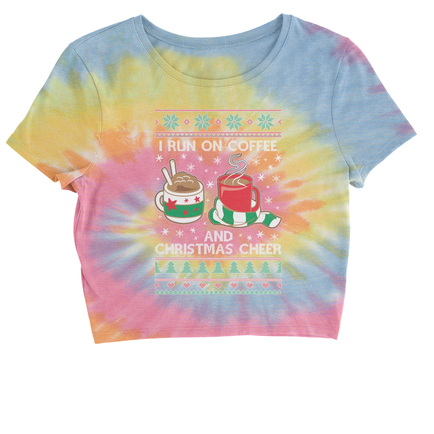 I Run On Coffee And Christmas Cheer Cropped T-Shirt christmas, sweater, sweatshirt, ugly by Expression Tees