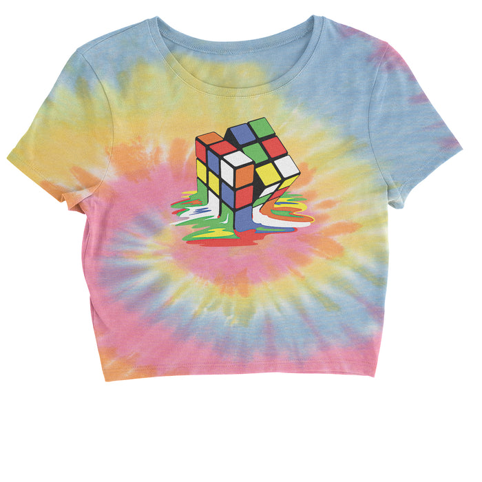 Melting Multi-Colored Cube Cropped T-Shirt