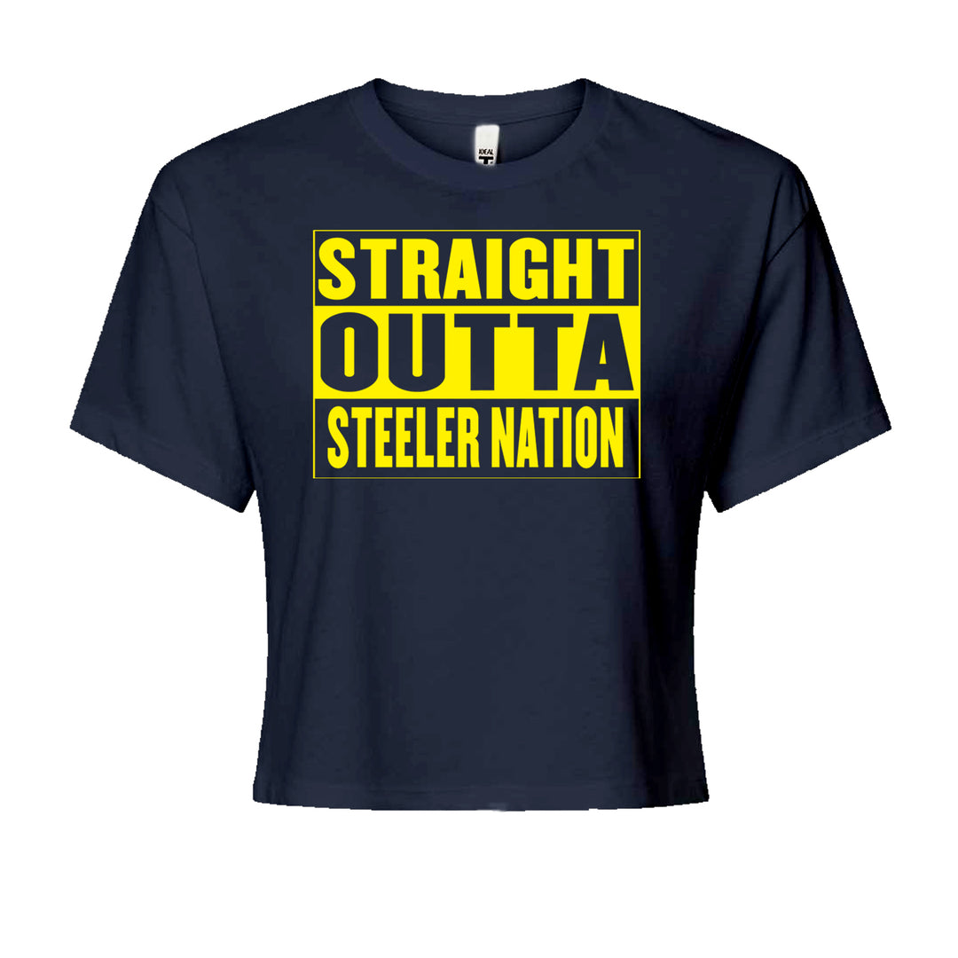 Straight Outta Steeler Nation Football  Cropped T-Shirt