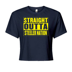 Straight Outta Steeler Nation Football  Cropped T-Shirt