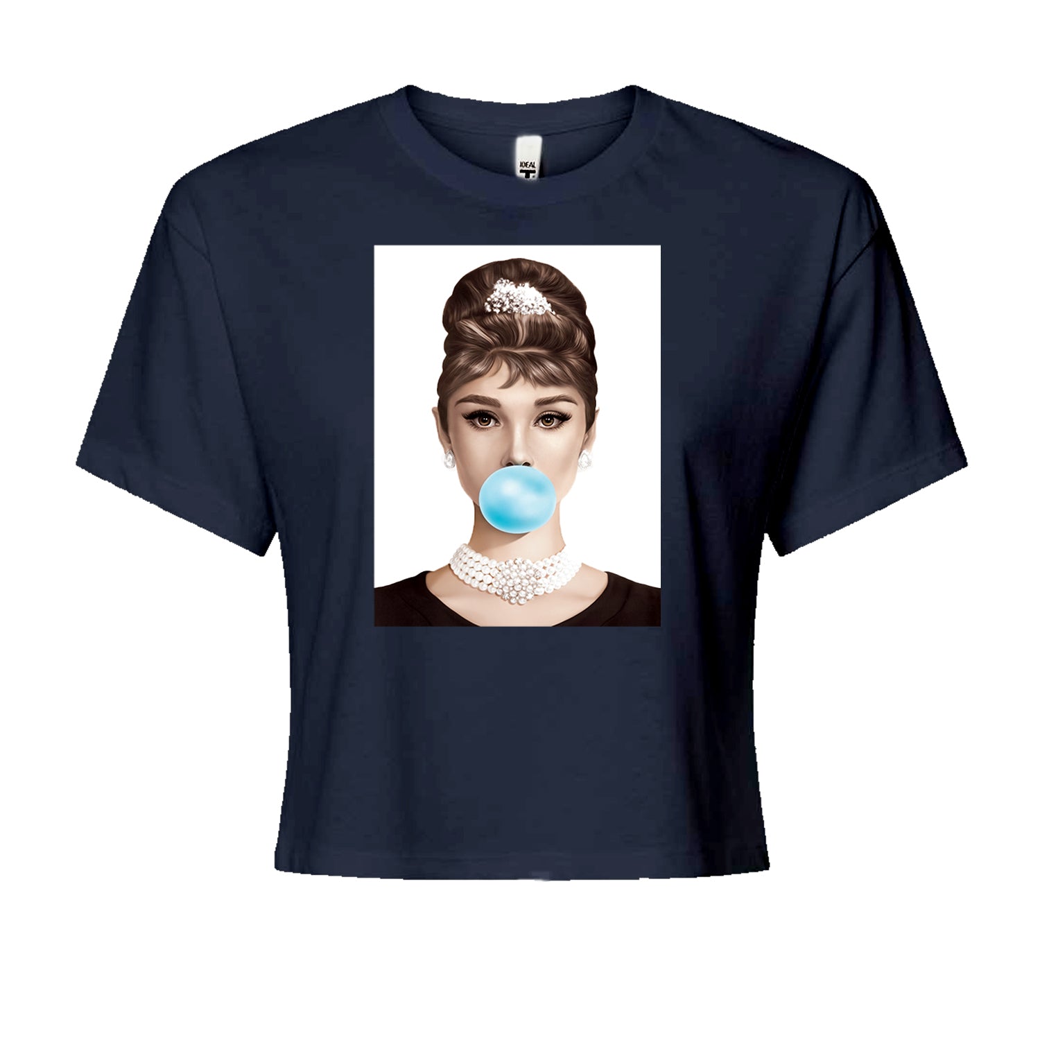 Audrey Hepburn Chewing Bubble Gum American Icon Cropped T-Shirt