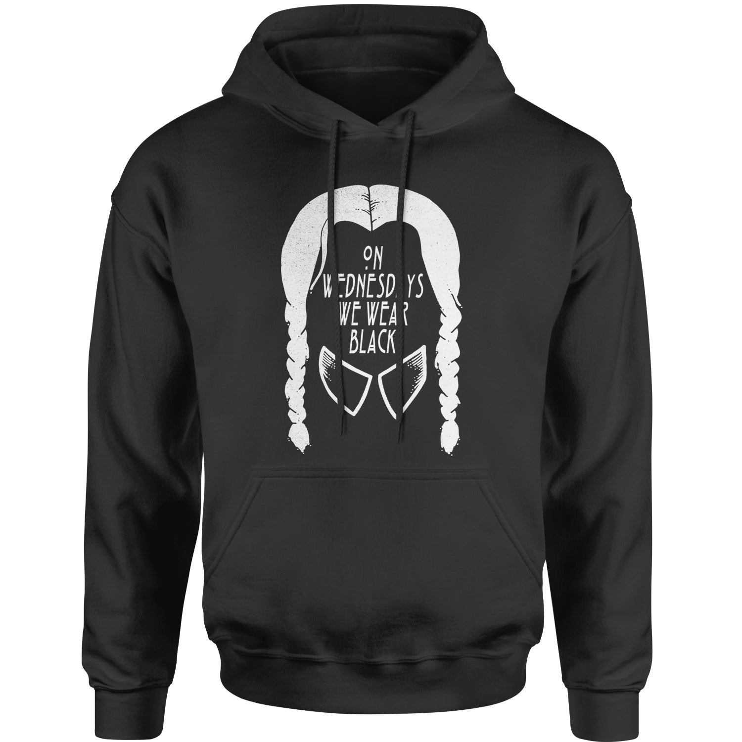 On Wednesdays, We Wear Black Adult Hoodie Sweatshirt addams, family, gomez, morticia, pugsly, ricci, Wednesday by Expression Tees