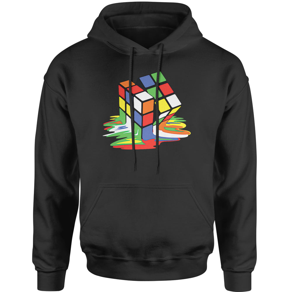 Melting Multi-Colored Cube Adult Hoodie Sweatshirt gamer, gaming, nerd, shirt by Expression Tees