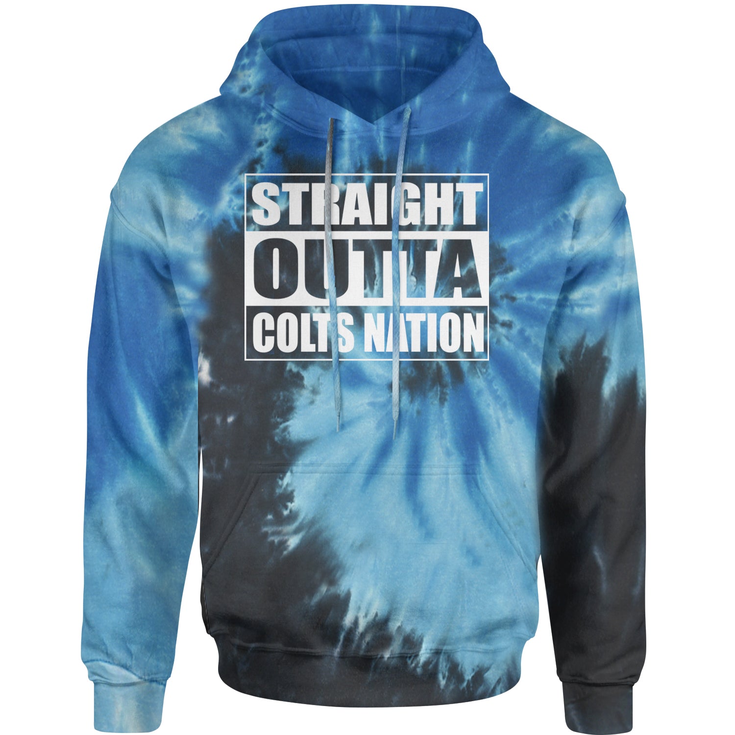 Expression Tees Straight Outta Colts Nation Football Adult Hoodie Sweatshirt - Black Hoodie Large