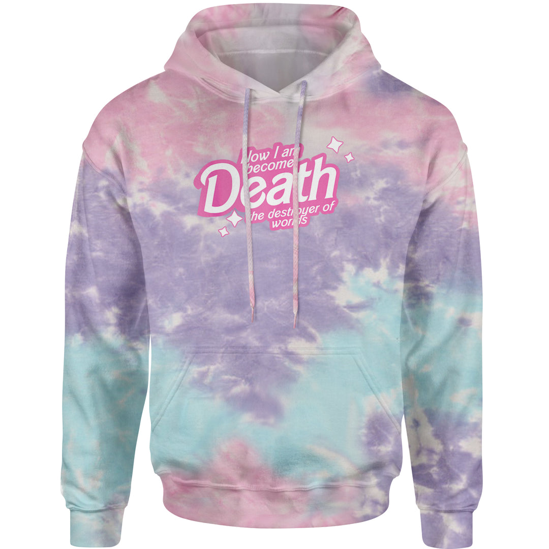 Tie-dye burst pop-style quote with sparkly accents on a Unisex Heavyweight Fleece Pullover Hoodie
