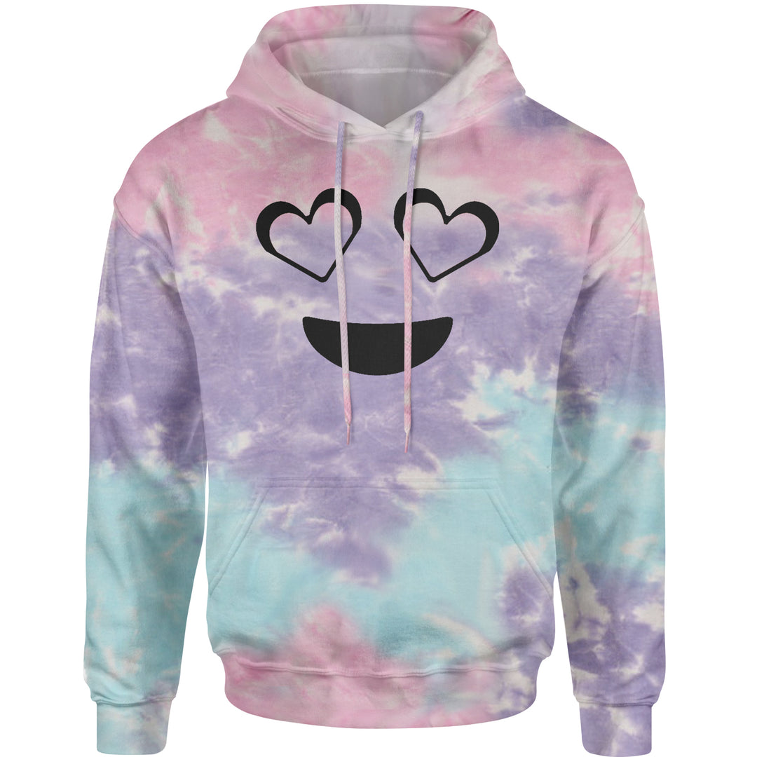 Emoticon Heart Eyes Smile Face Adult Hoodie Sweatshirt cosplay, costume, dress, emoji, emote, face, halloween, Smile, up, yellow by Expression Tees