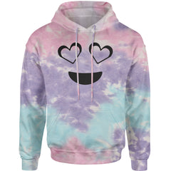 Emoticon Heart Eyes Smile Face Adult Hoodie Sweatshirt cosplay, costume, dress, emoji, emote, face, halloween, Smile, up, yellow by Expression Tees