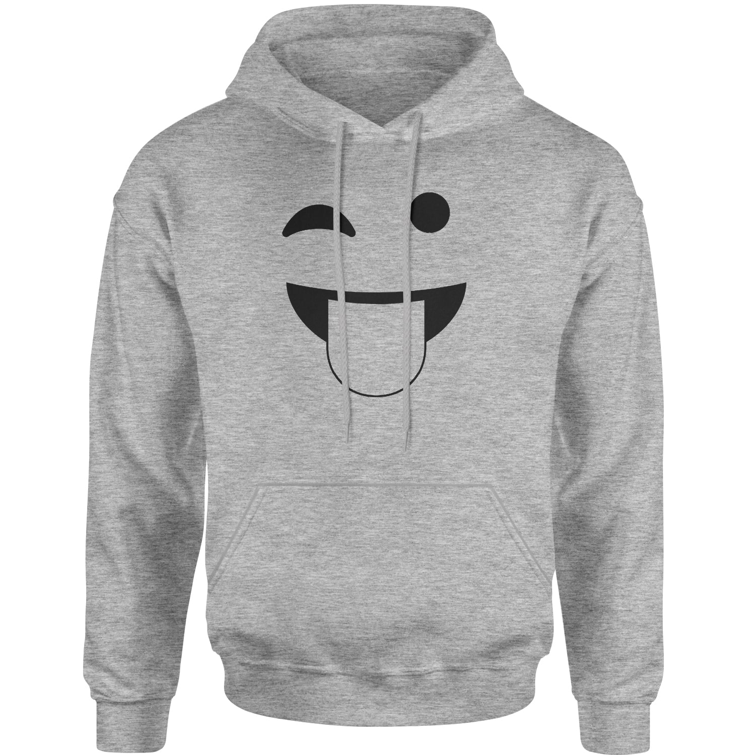 Emoticon Tongue Hanging Out Smile Face Adult Hoodie Sweatshirt cosplay, costume, dress, emoji, emote, face, halloween, smiley, up, yellow by Expression Tees