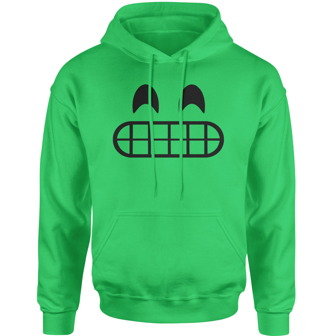 Emoticon Grinning Smile Face Adult Hoodie Sweatshirt cosplay, costume, dress, emoji, emote, face, halloween, smiley, up, yellow by Expression Tees