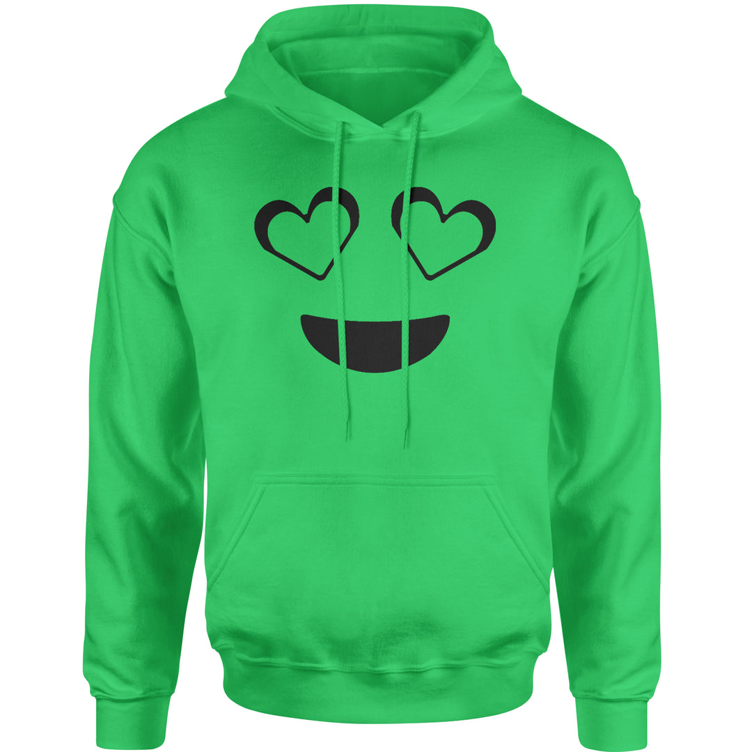 Emoticon Heart Eyes Smile Face Adult Hoodie Sweatshirt cosplay, costume, dress, emoji, emote, face, halloween, Smile, up, yellow by Expression Tees