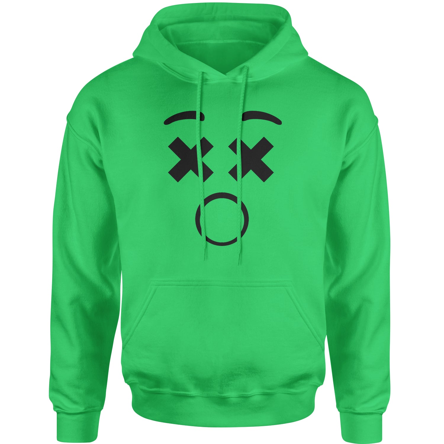 Emoticon XX Eyes Smile Face Adult Hoodie Sweatshirt cosplay, costume, dress, emoji, emote, face, halloween, smiley, up, yellow by Expression Tees