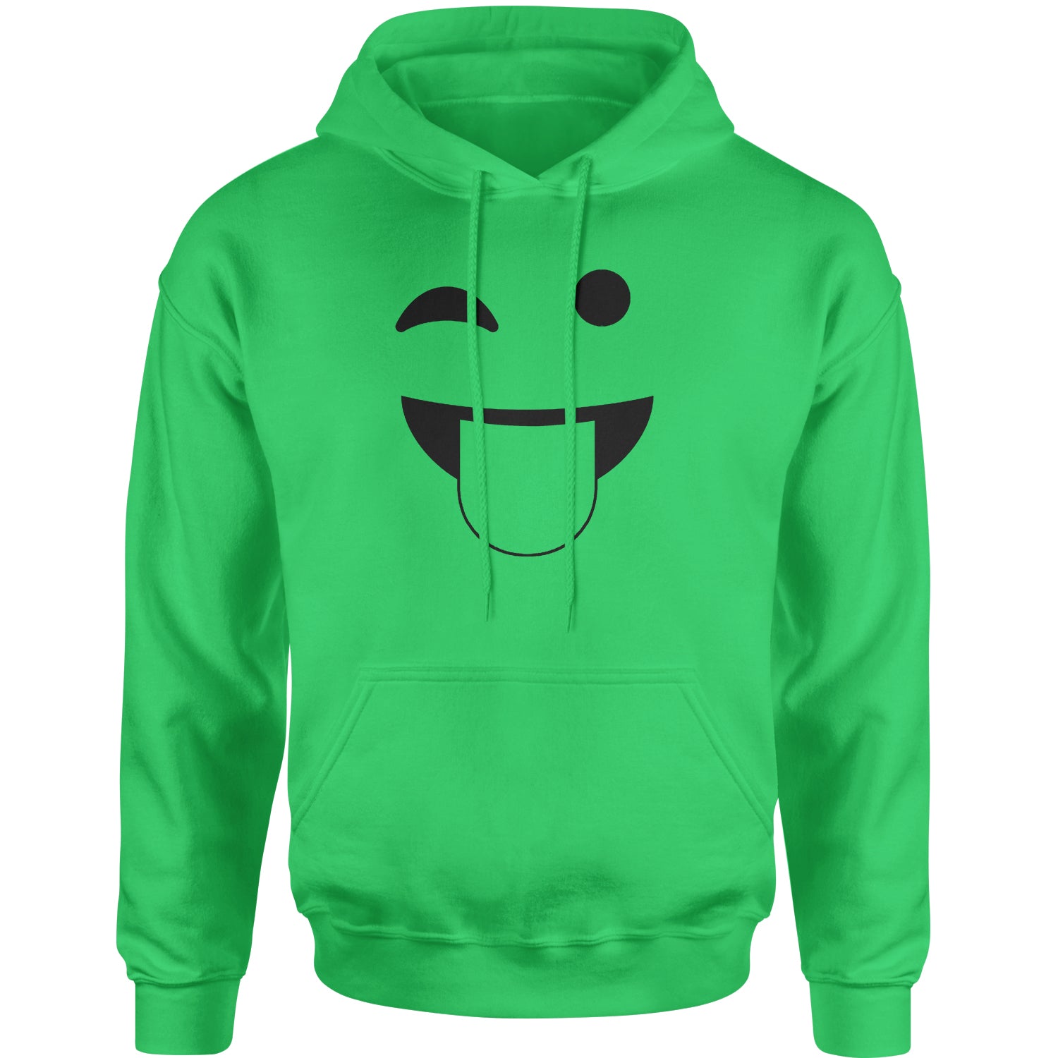 Emoticon Tongue Hanging Out Smile Face Adult Hoodie Sweatshirt cosplay, costume, dress, emoji, emote, face, halloween, smiley, up, yellow by Expression Tees