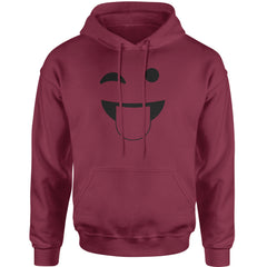Emoticon Tongue Hanging Out Smile Face Adult Hoodie Sweatshirt cosplay, costume, dress, emoji, emote, face, halloween, smiley, up, yellow by Expression Tees