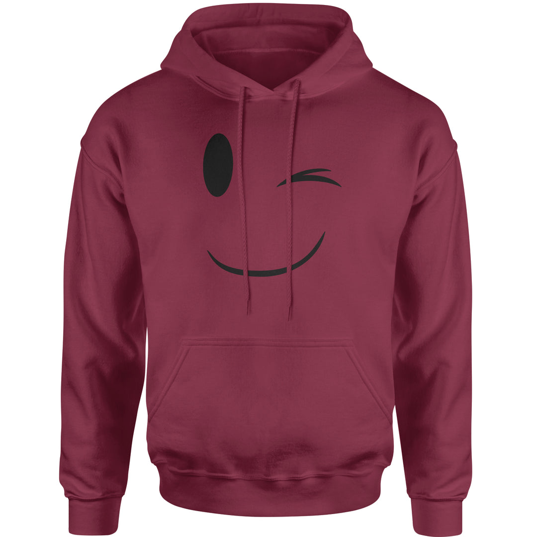 Emoticon Winking Smile Face Adult Hoodie Sweatshirt cosplay, costume, dress, emoji, emote, face, halloween, smiley, up, yellow by Expression Tees