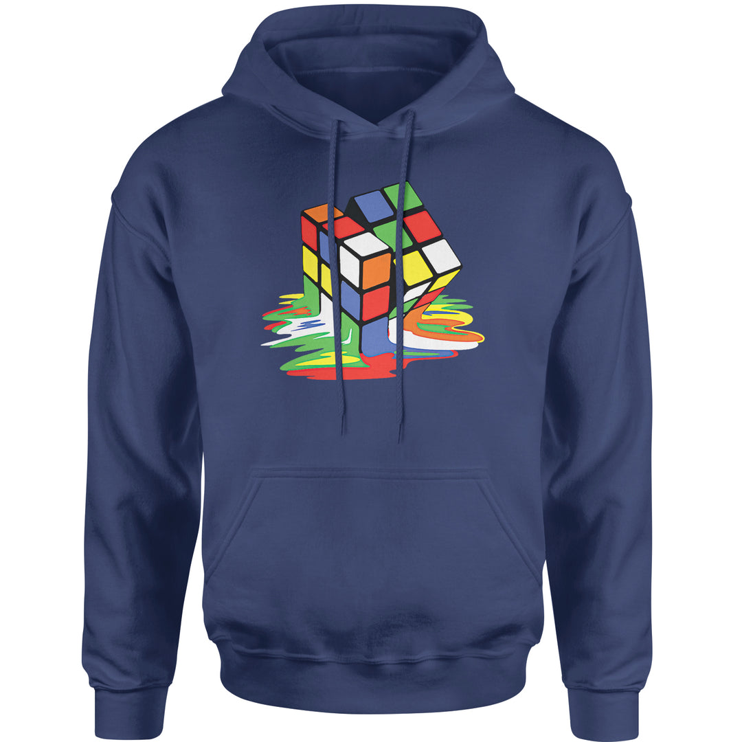 Melting Multi-Colored Cube Adult Hoodie Sweatshirt gamer, gaming, nerd, shirt by Expression Tees
