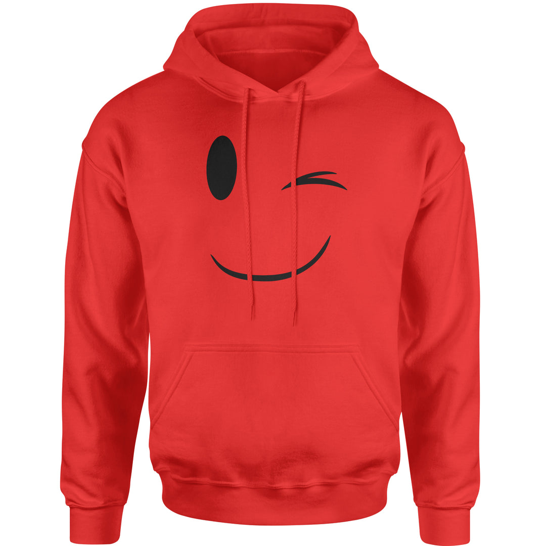 Emoticon Winking Smile Face Adult Hoodie Sweatshirt cosplay, costume, dress, emoji, emote, face, halloween, smiley, up, yellow by Expression Tees