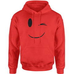 Emoticon Winking Smile Face Adult Hoodie Sweatshirt cosplay, costume, dress, emoji, emote, face, halloween, smiley, up, yellow by Expression Tees