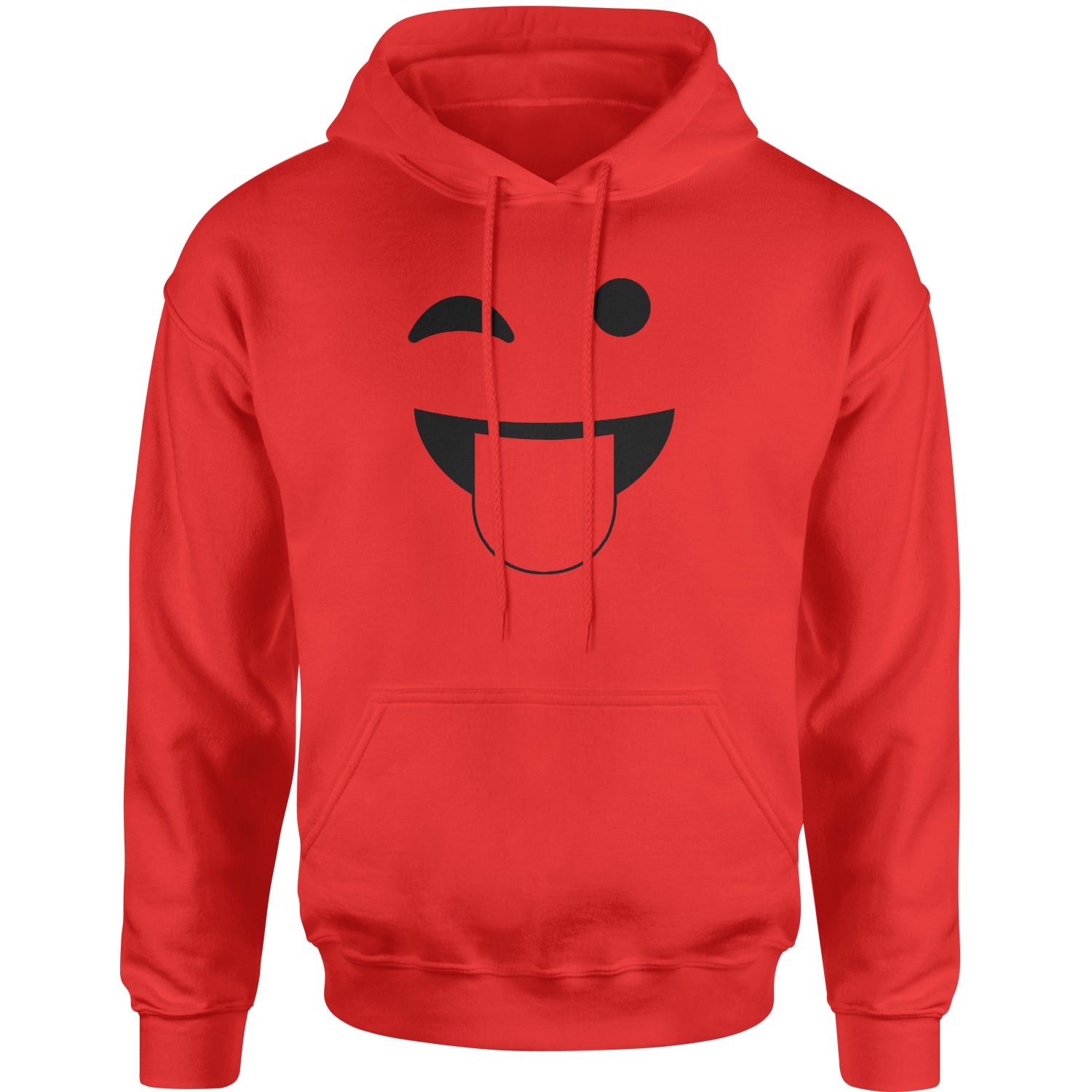 Emoticon Tongue Hanging Out Smile Face Adult Hoodie Sweatshirt cosplay, costume, dress, emoji, emote, face, halloween, smiley, up, yellow by Expression Tees