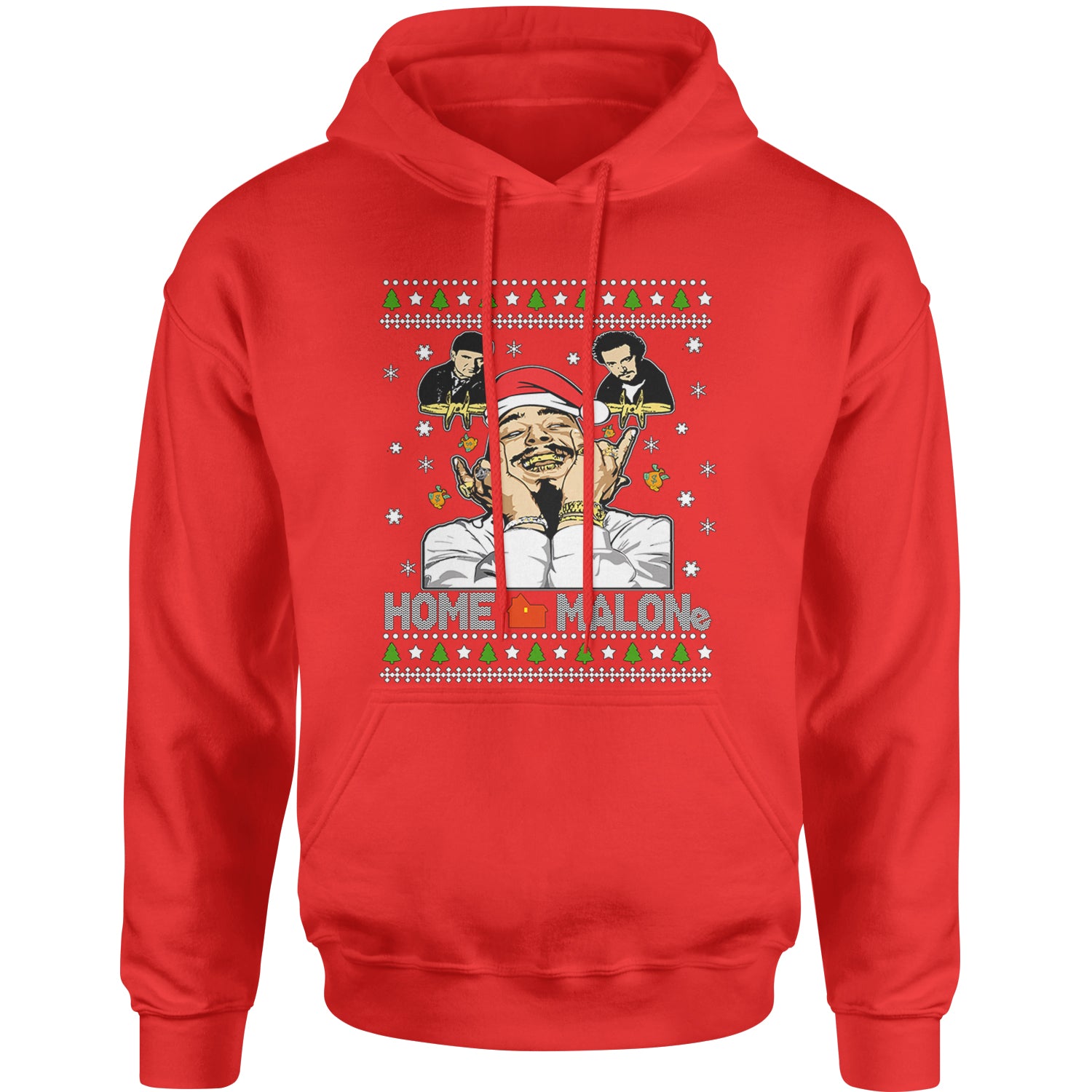 Home Malone Ugly Christmas Adult Hoodie Sweatshirt alone, caulkin, home, malone, mcauley, post by Expression Tees