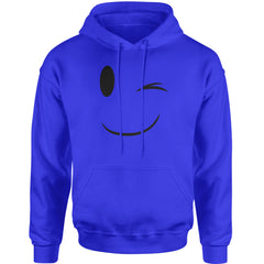 Emoticon Winking Smile Face Adult Hoodie Sweatshirt cosplay, costume, dress, emoji, emote, face, halloween, smiley, up, yellow by Expression Tees