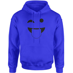 Emoticon Tongue Hanging Out Smile Face Adult Hoodie Sweatshirt cosplay, costume, dress, emoji, emote, face, halloween, smiley, up, yellow by Expression Tees