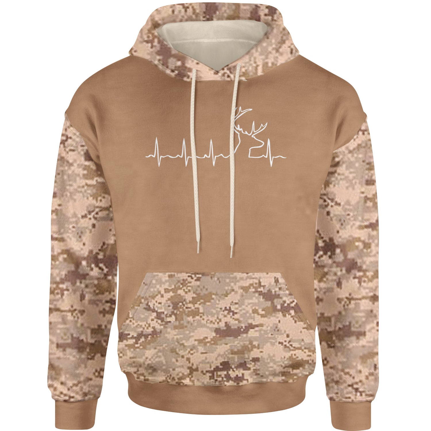 Hunting Heartbeat Dear Head Adult Hoodie Sweatshirt #expressiontees by Expression Tees