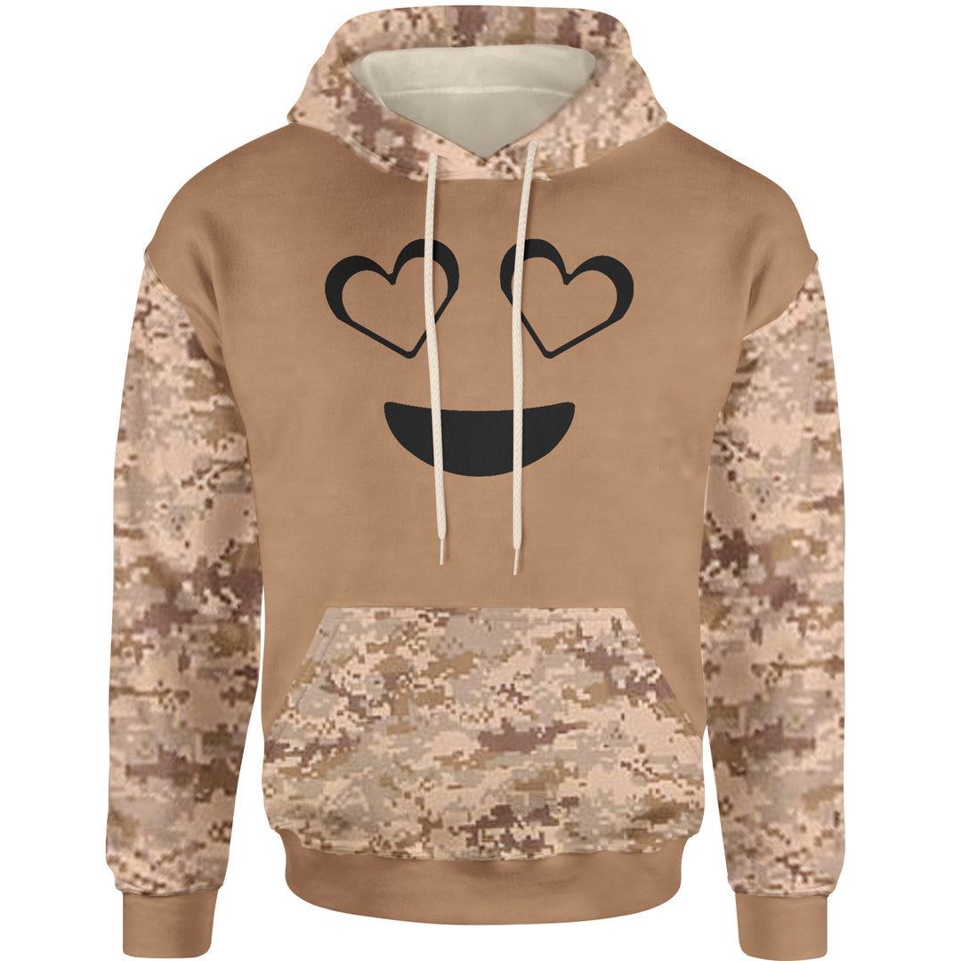 Emoticon Heart Eyes Smile Face Adult Hoodie Sweatshirt cosplay, costume, dress, emoji, emote, face, halloween, Smile, up, yellow by Expression Tees
