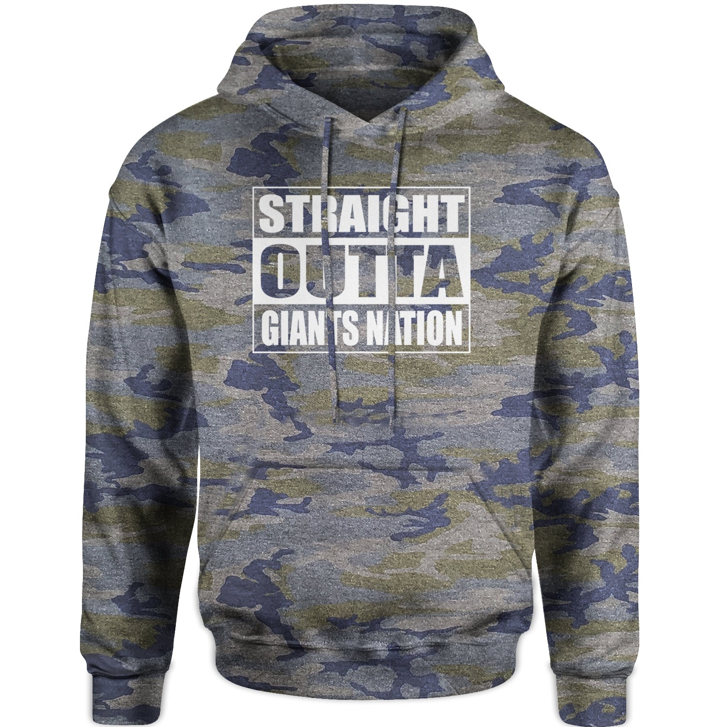 Straight Outta Giants Nation Adult Hoodie Sweatshirt bleed, blue, football, giants, new, ny, york by Expression Tees