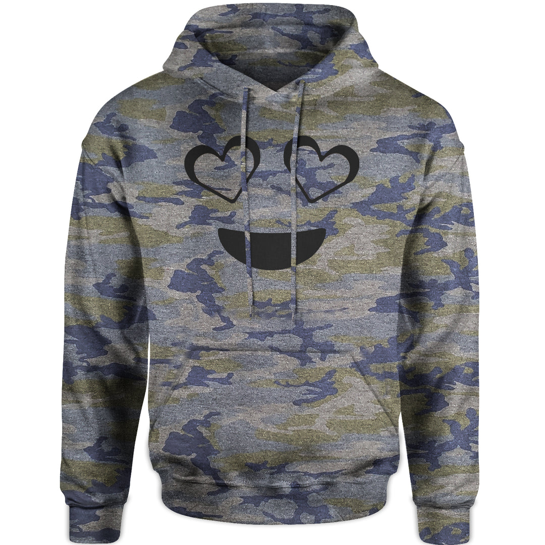 Emoticon Heart Eyes Smile Face Adult Hoodie Sweatshirt cosplay, costume, dress, emoji, emote, face, halloween, Smile, up, yellow by Expression Tees