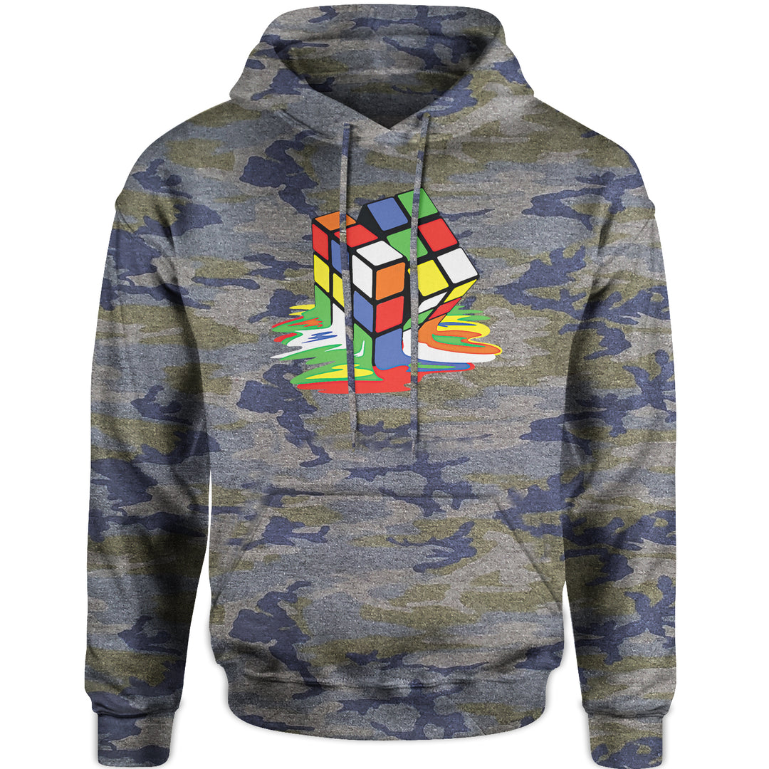 Melting Multi-Colored Cube Adult Hoodie Sweatshirt gamer, gaming, nerd, shirt by Expression Tees