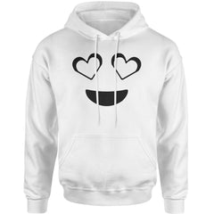 Emoticon Heart Eyes Smile Face Adult Hoodie Sweatshirt cosplay, costume, dress, emoji, emote, face, halloween, Smile, up, yellow by Expression Tees