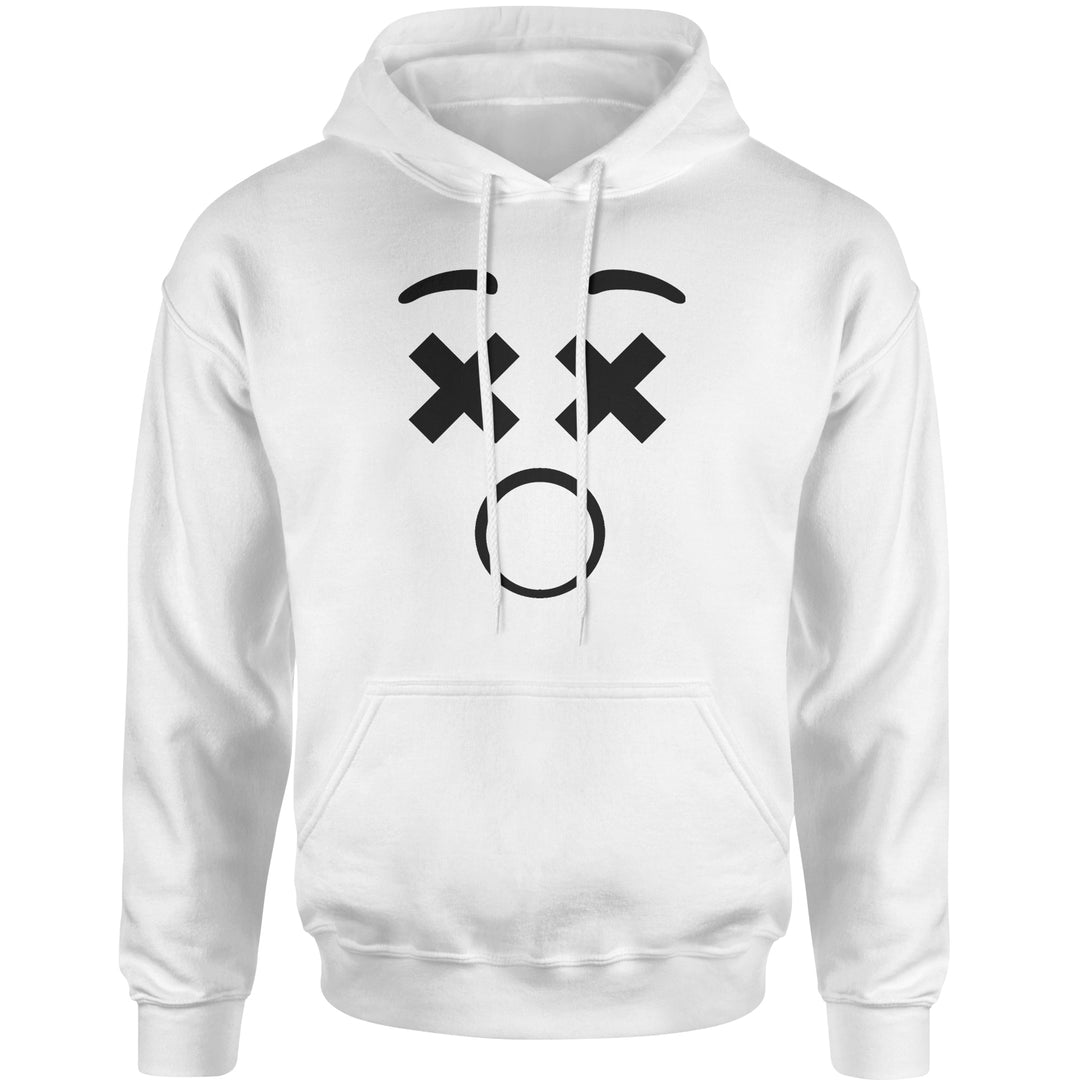 Emoticon XX Eyes Smile Face Adult Hoodie Sweatshirt cosplay, costume, dress, emoji, emote, face, halloween, smiley, up, yellow by Expression Tees