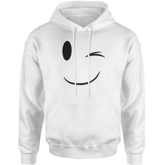 Emoticon Winking Smile Face Adult Hoodie Sweatshirt cosplay, costume, dress, emoji, emote, face, halloween, smiley, up, yellow by Expression Tees