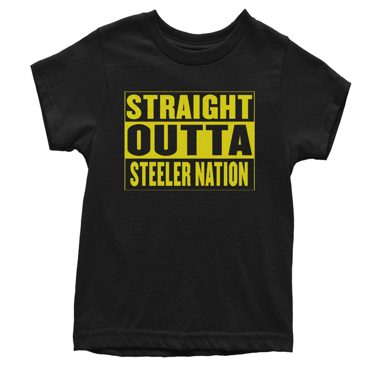 : Expression Tees Youth Straight Outta Steeler Nation Football T- Shirt X-Small Black: Clothing, Shoes & Jewelry