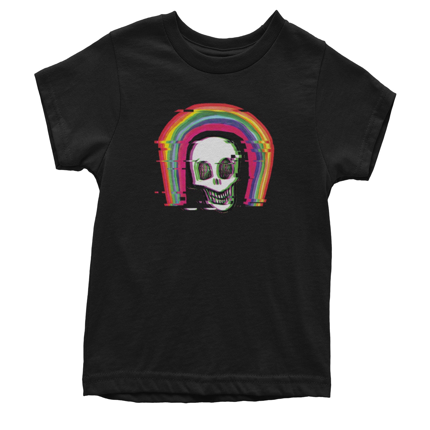 Rainbow Distorted Skull Youth T-shirt