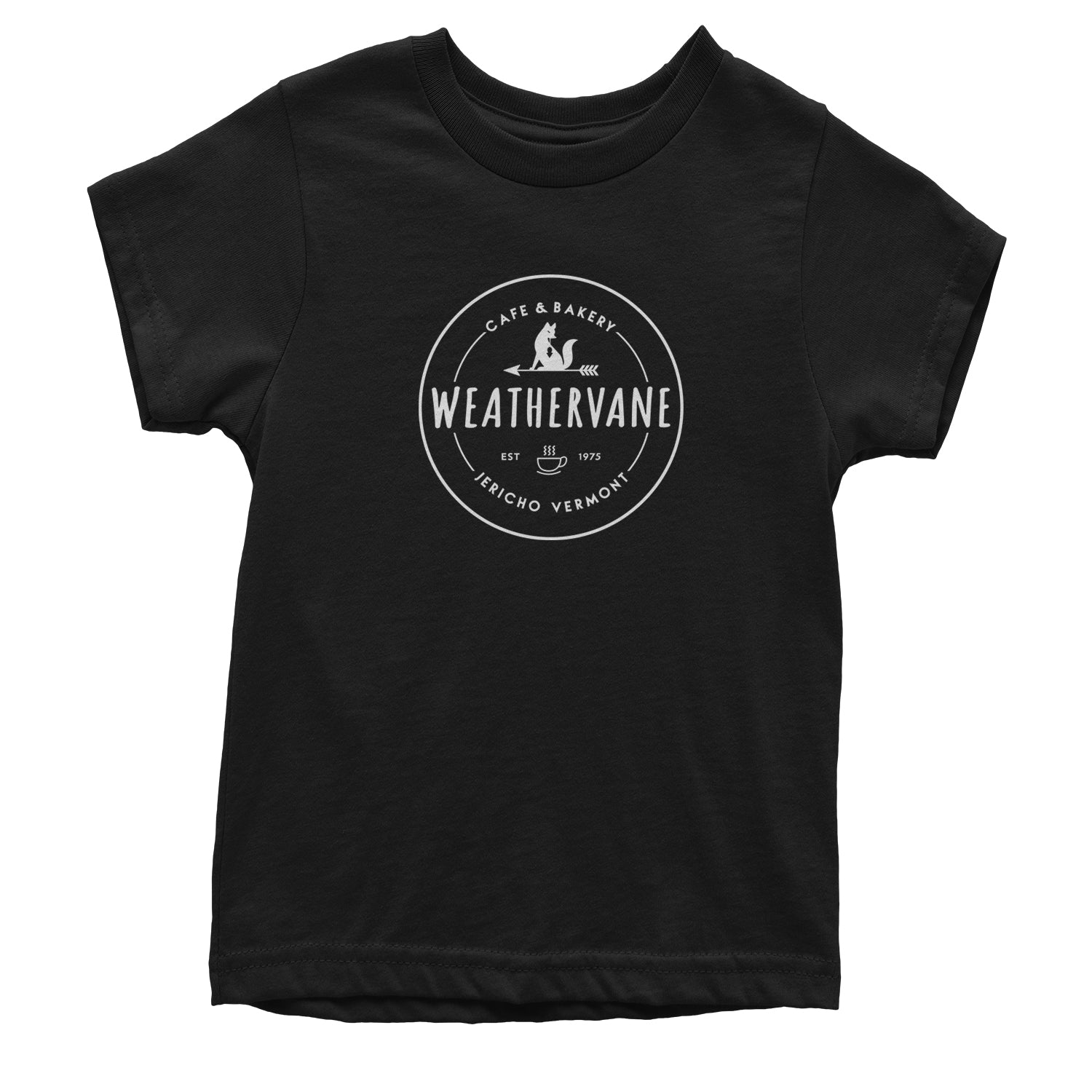 Weathervane Coffee Shop Youth T-shirt academy, jericho, more, never, vermont, Wednesday by Expression Tees